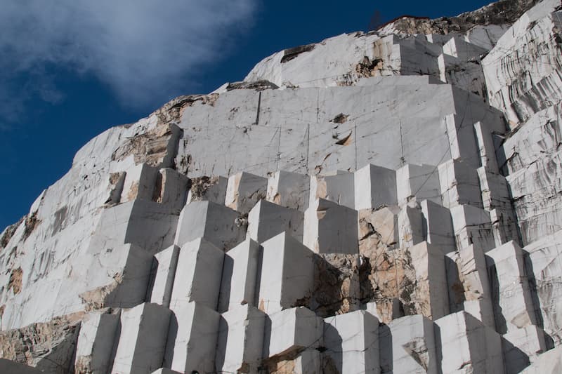 Marble quarry with stone blocks